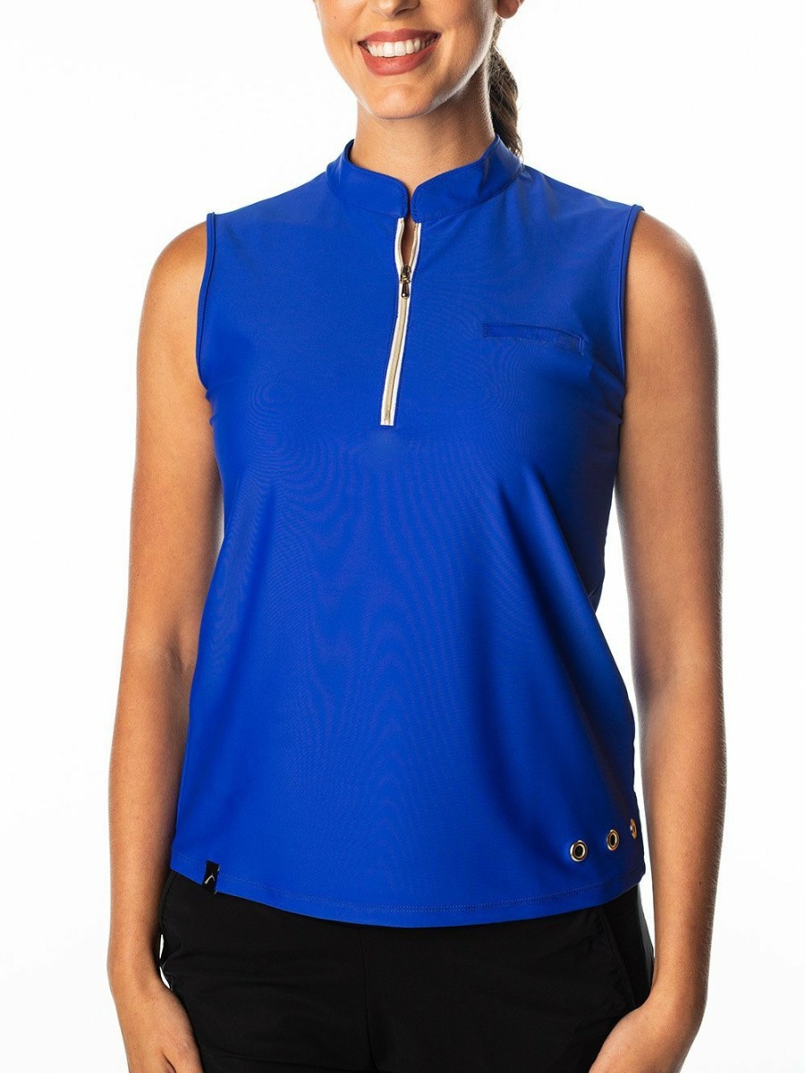 Tops SwingDish | Polly Cobalt Blue Sleeveless Polo