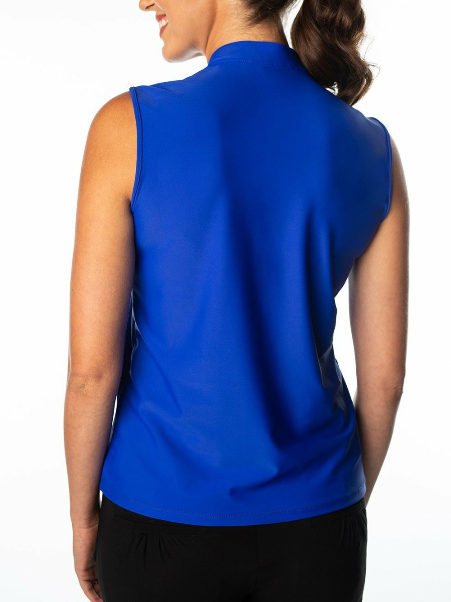 Tops SwingDish | Polly Cobalt Blue Sleeveless Polo