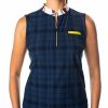 Tops SwingDish | Polly Navy Plaid Sleeveless Polo