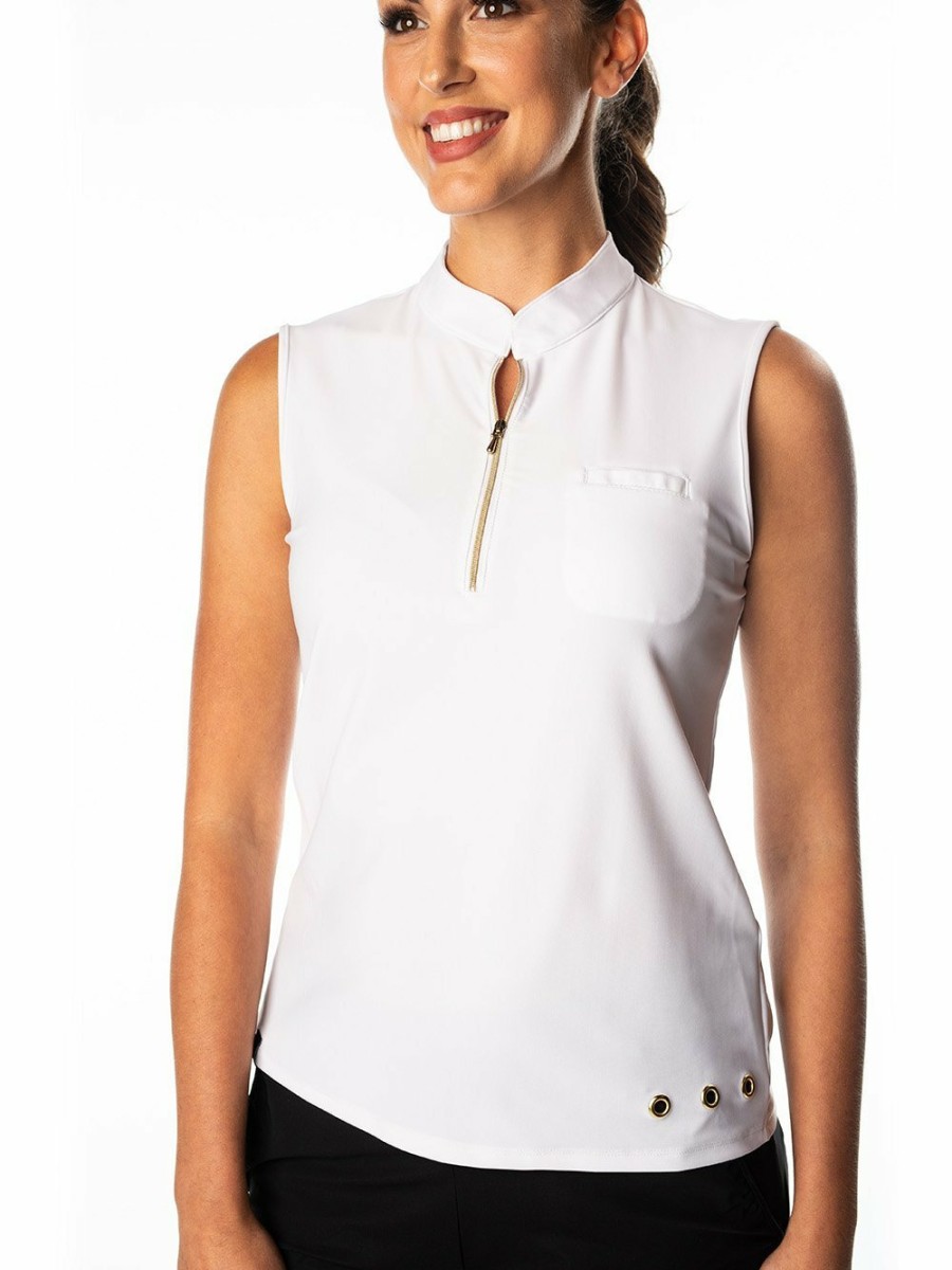 Tops SwingDish | Polly White Sleeveless Polo