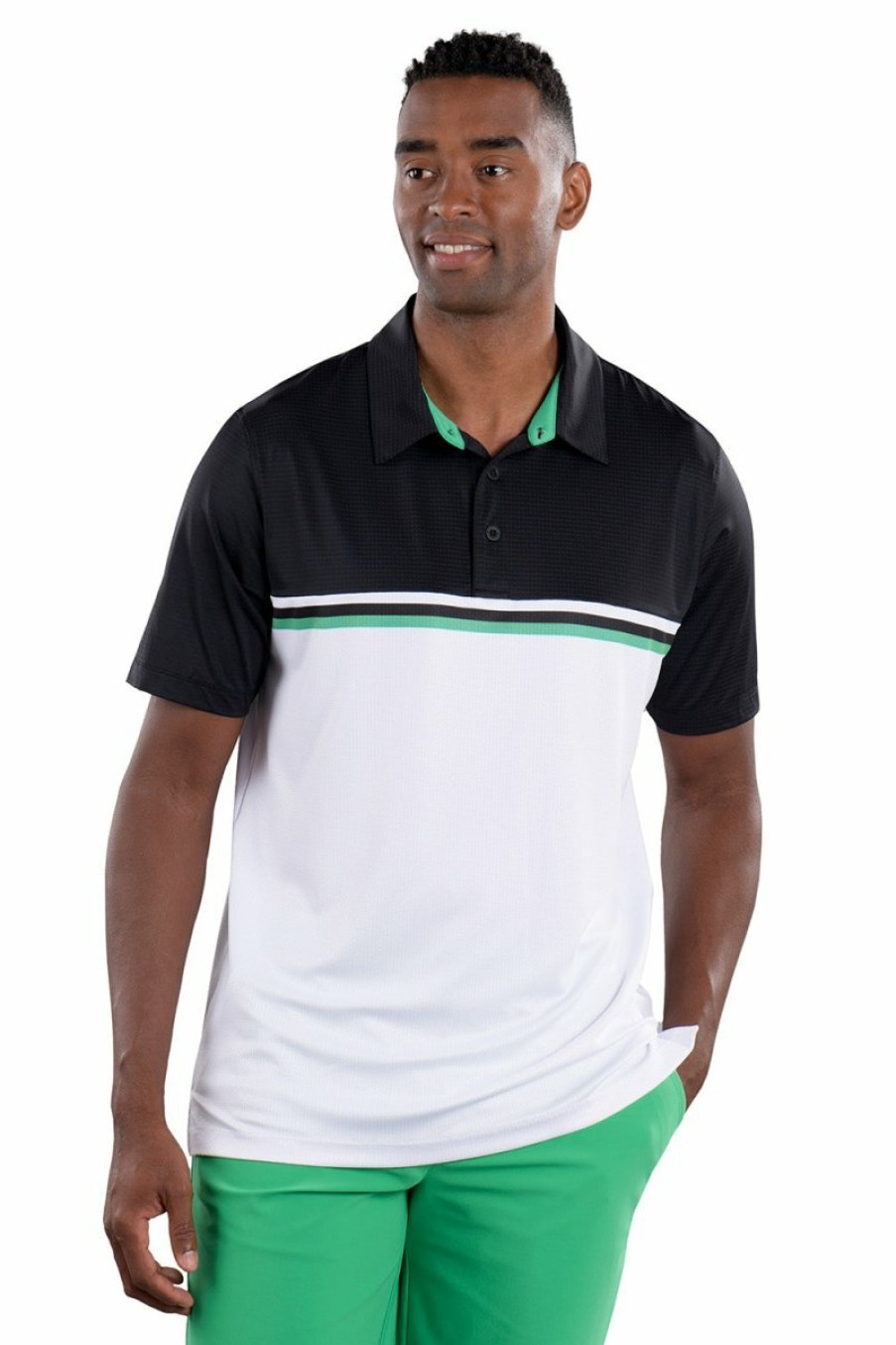 Men's Apparel SwingDish | Alex 2 Color Black/White Polo