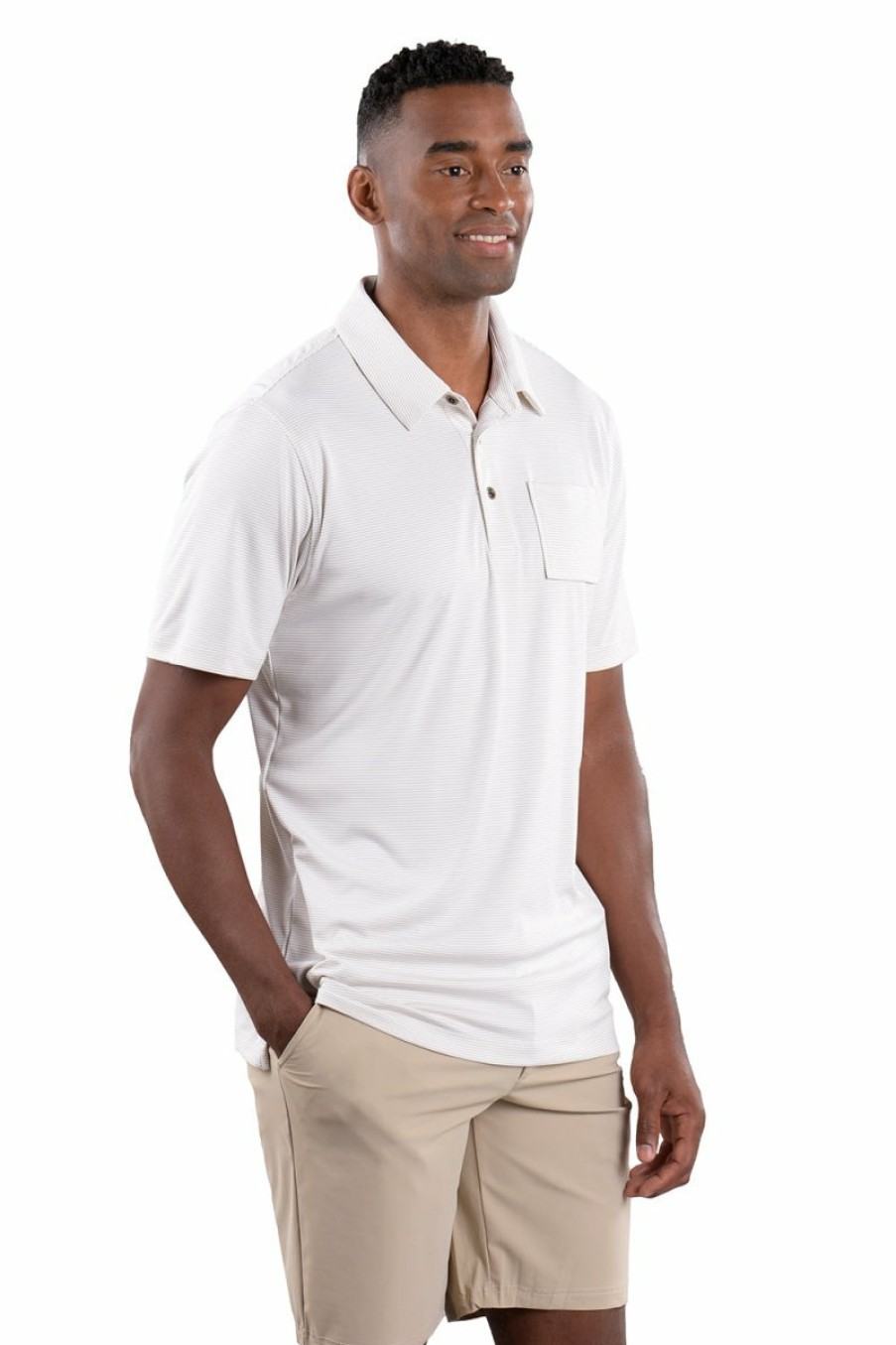 Men's Apparel SwingDish | Toby Polo White/Tan Stripe - Comfort Fit