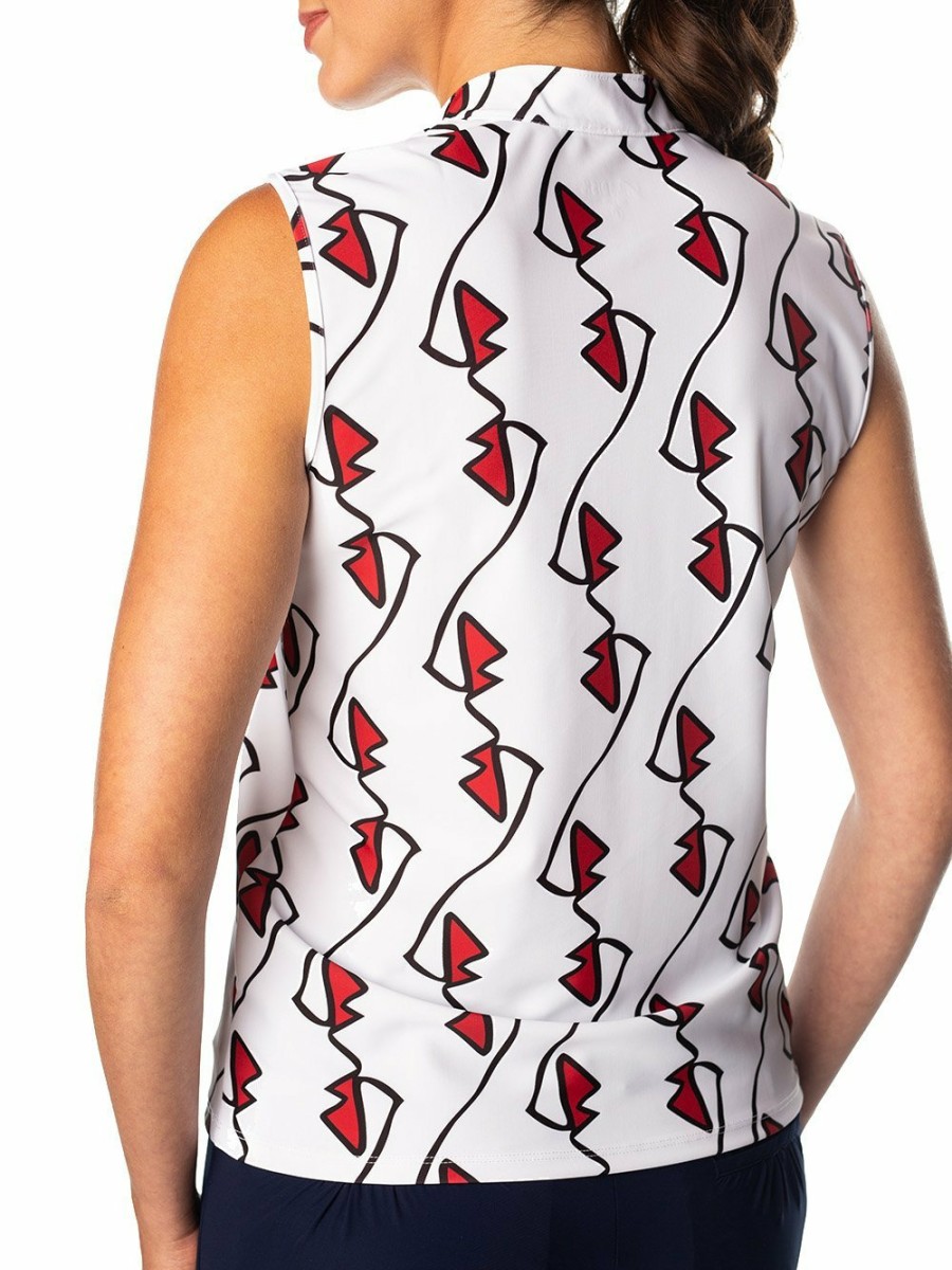 Tops SwingDish | Polly Lip Print Sleeveless Polo