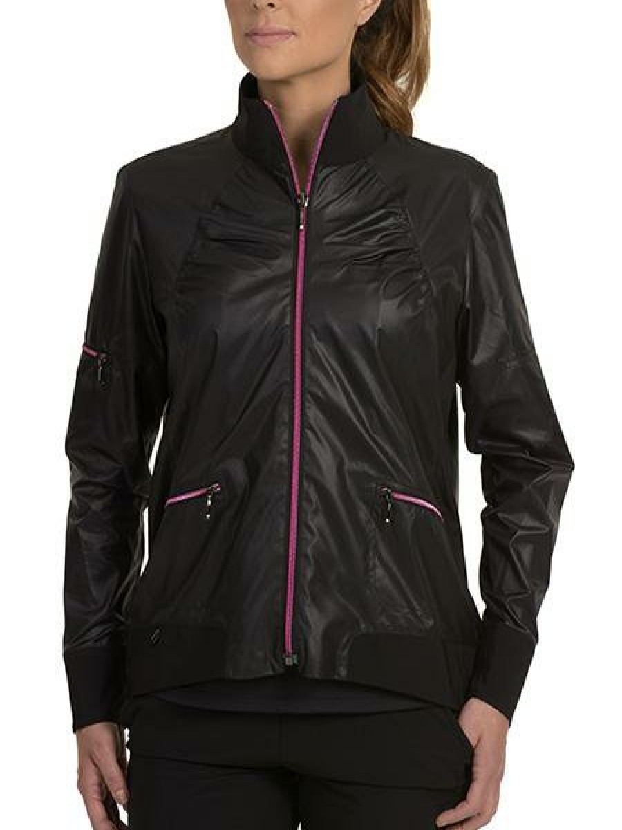 Outerwear SwingDish | Shelby Bomber Jacket Pink Zippers