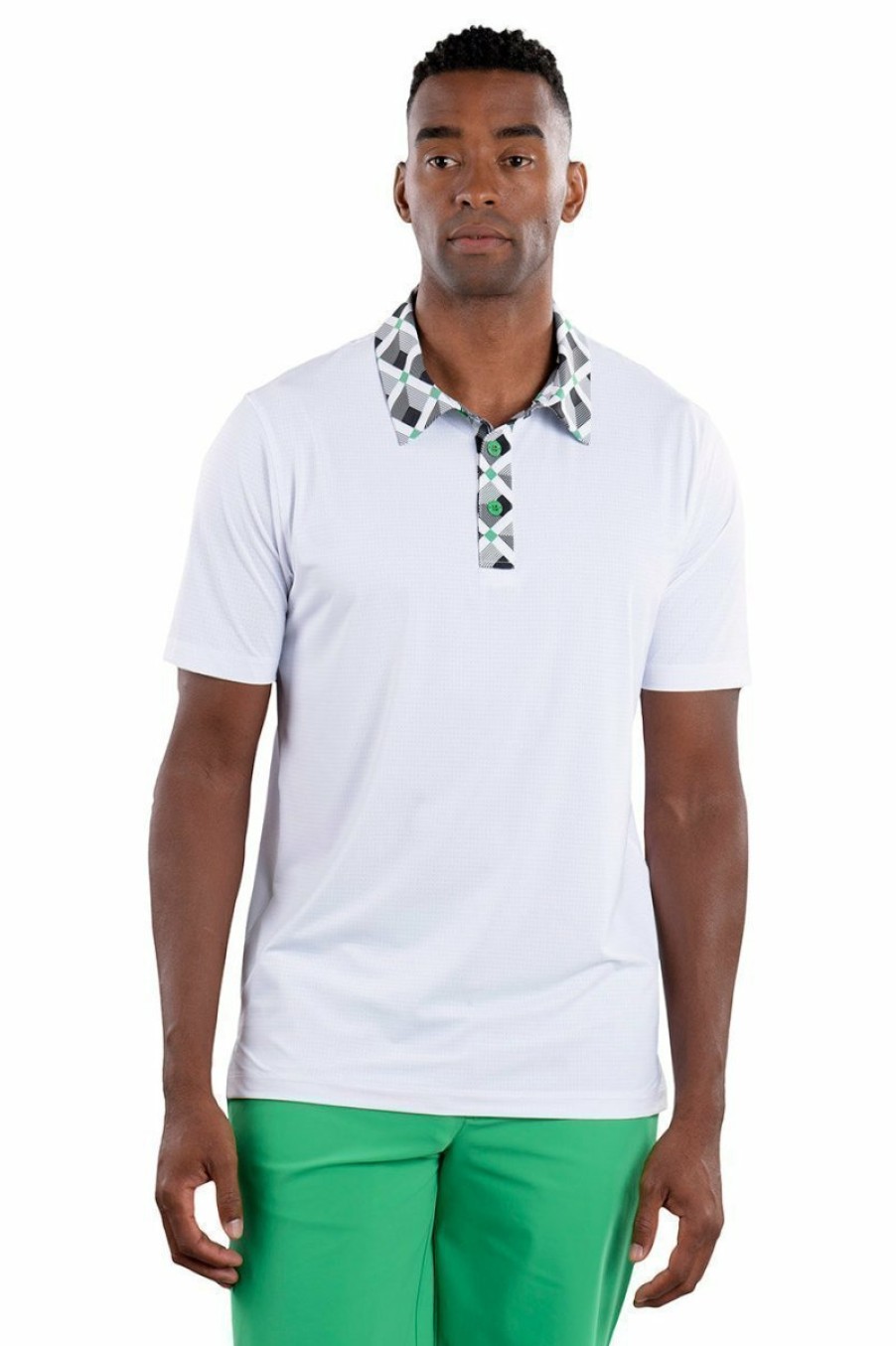 Men's Apparel SwingDish | Jake White Accented Polo