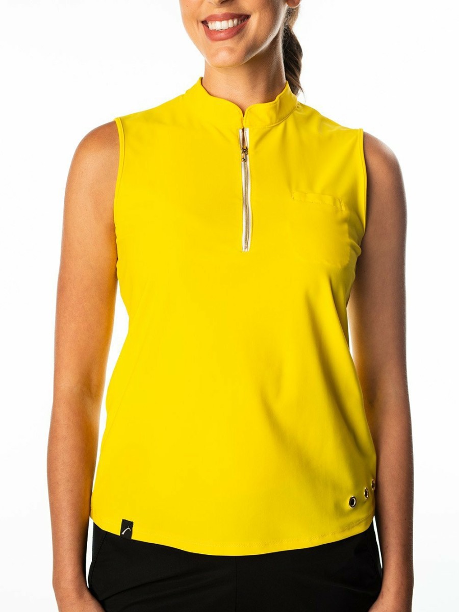 Tops SwingDish | Polly Yellow Sleeveless Polo