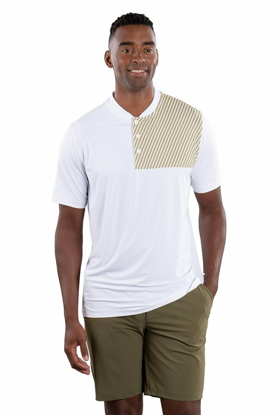 Men's Apparel SwingDish | Kyle Polo White Stripe Print