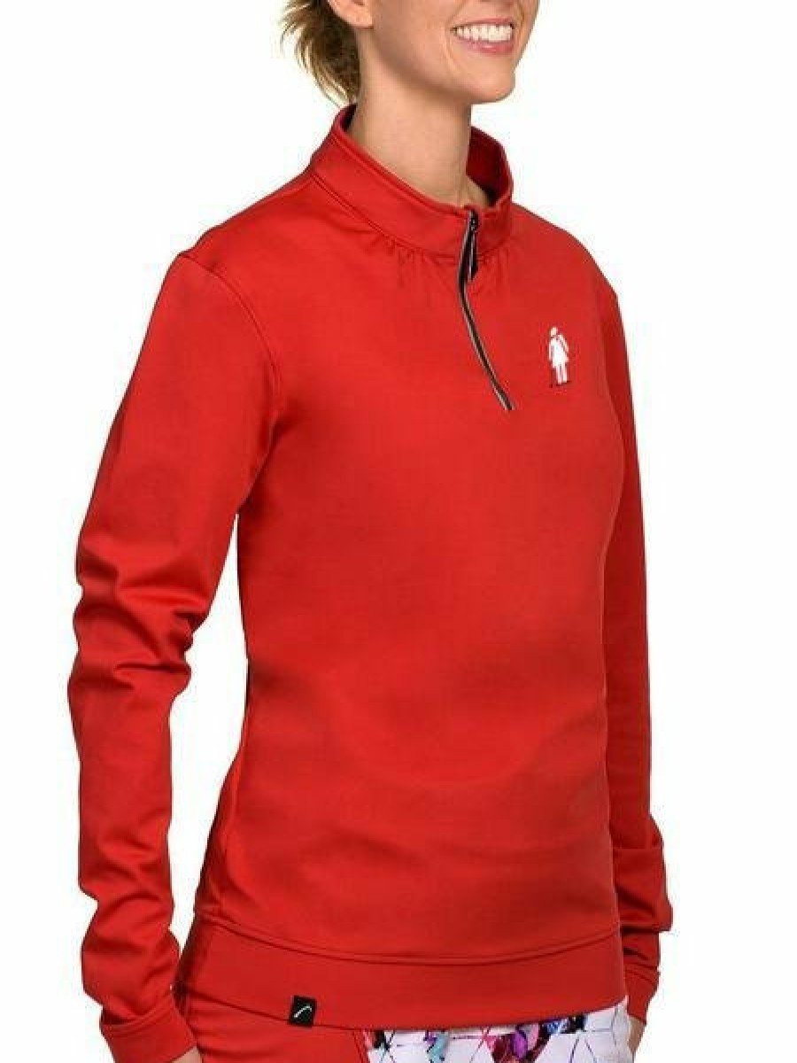 Outerwear|Tops SwingDish | Boyfriend Pullover Red - Women'S Golf Day Capsule