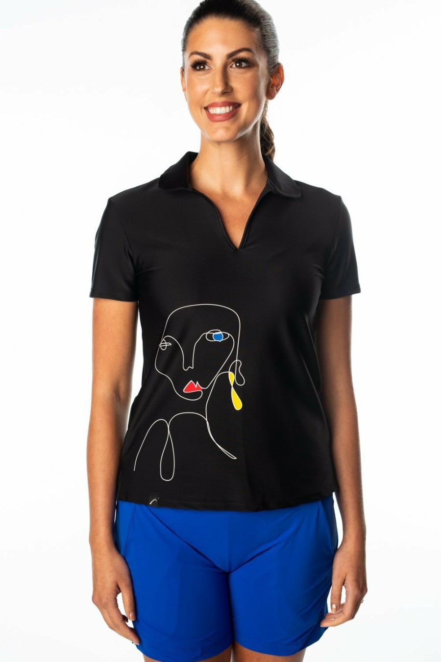 Tops SwingDish | Harper Black Portrait Polo